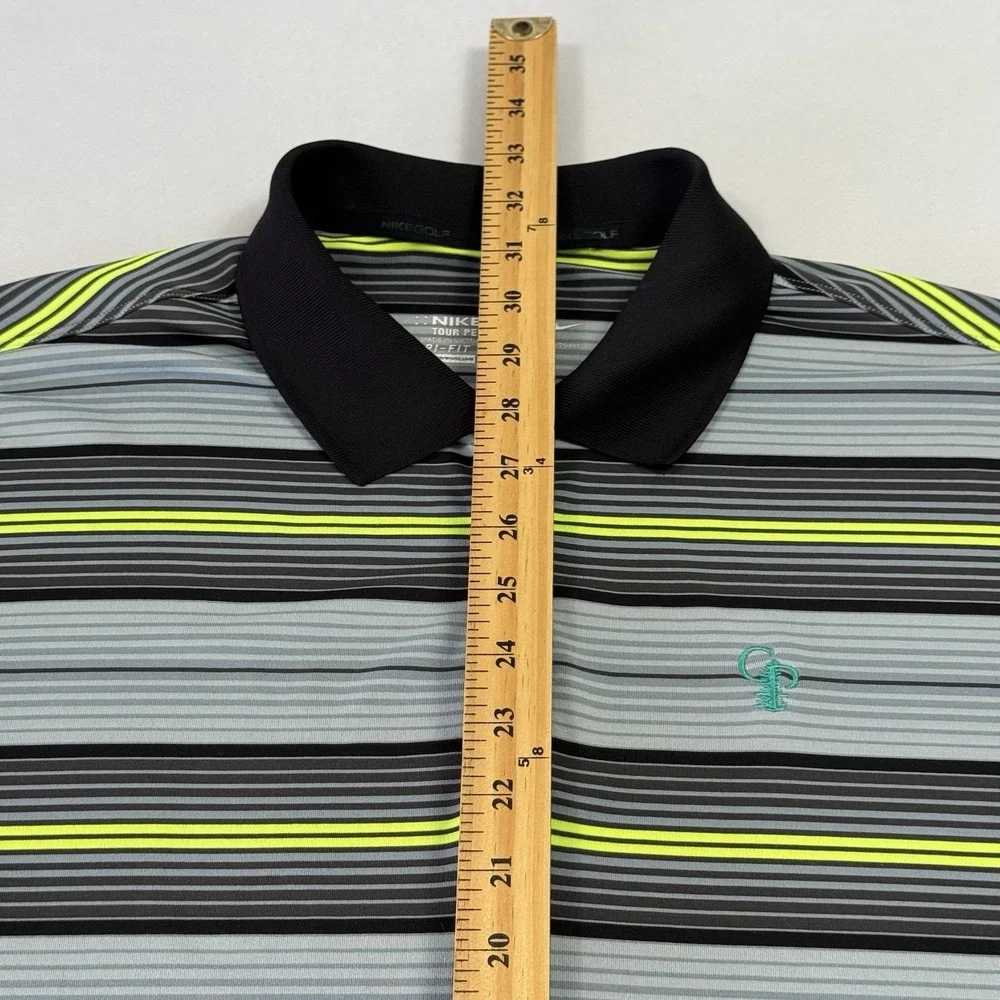Nike Tour Men's Polo Shirt Calusa Pines Golf Club Striped Multicolor‎ Large